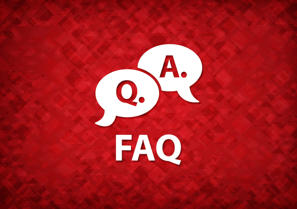 Red background and white speech bubbles with the words FAQ representing questions about wiring.