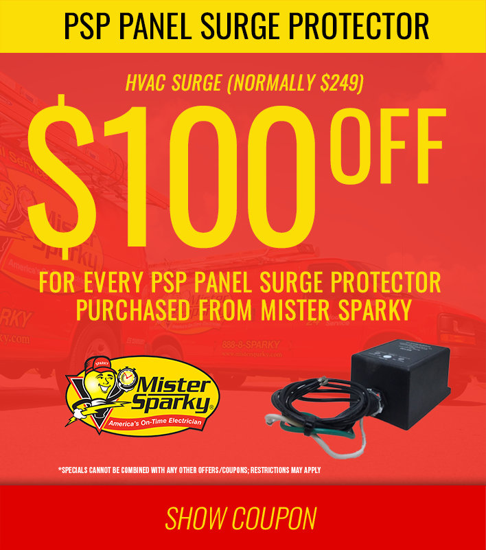 $100 OFF PSP Surge Protector Coupon | Mister Sparky Myrtle Beach, SC