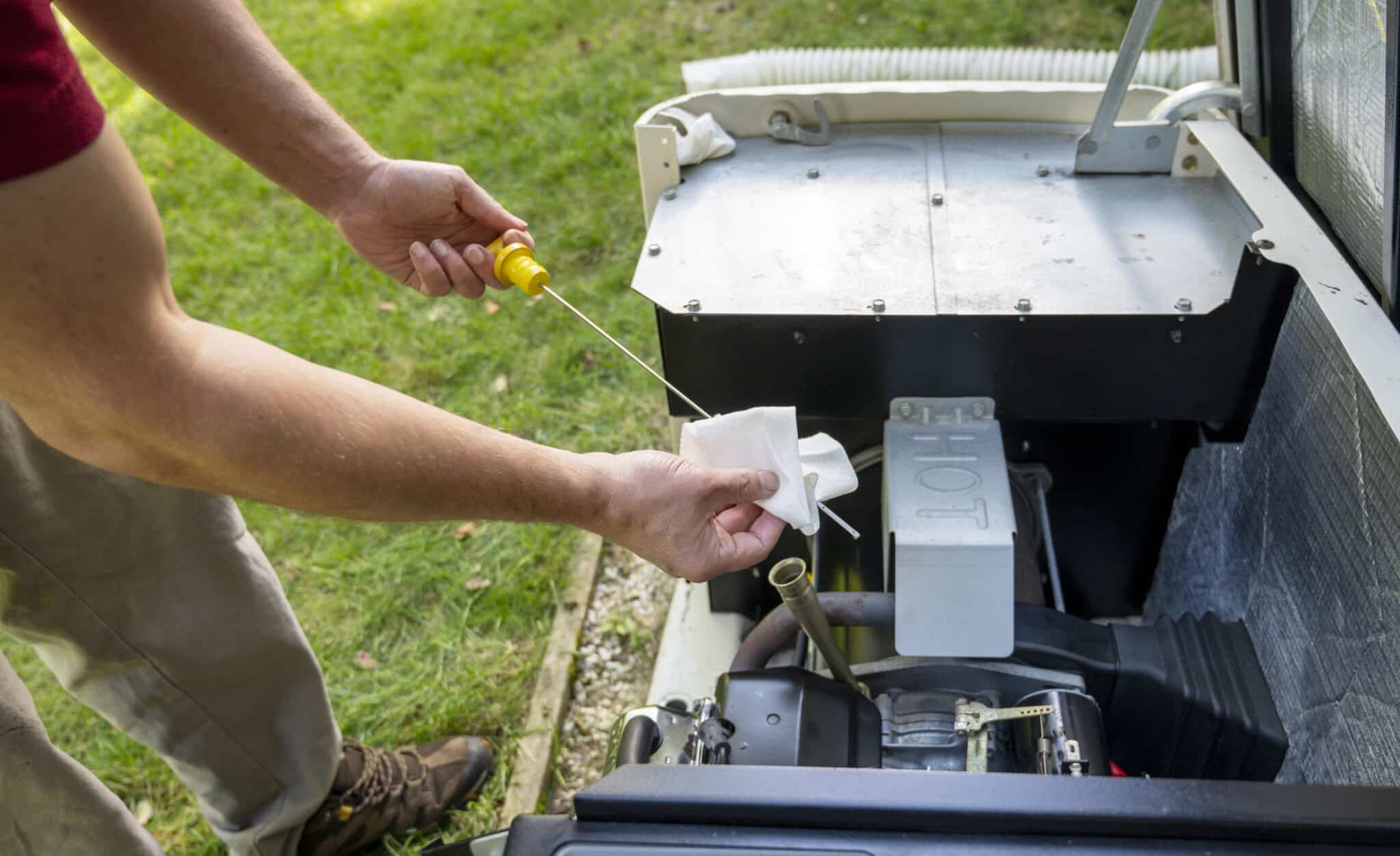 Generator Lifespan Checking Oil Level.